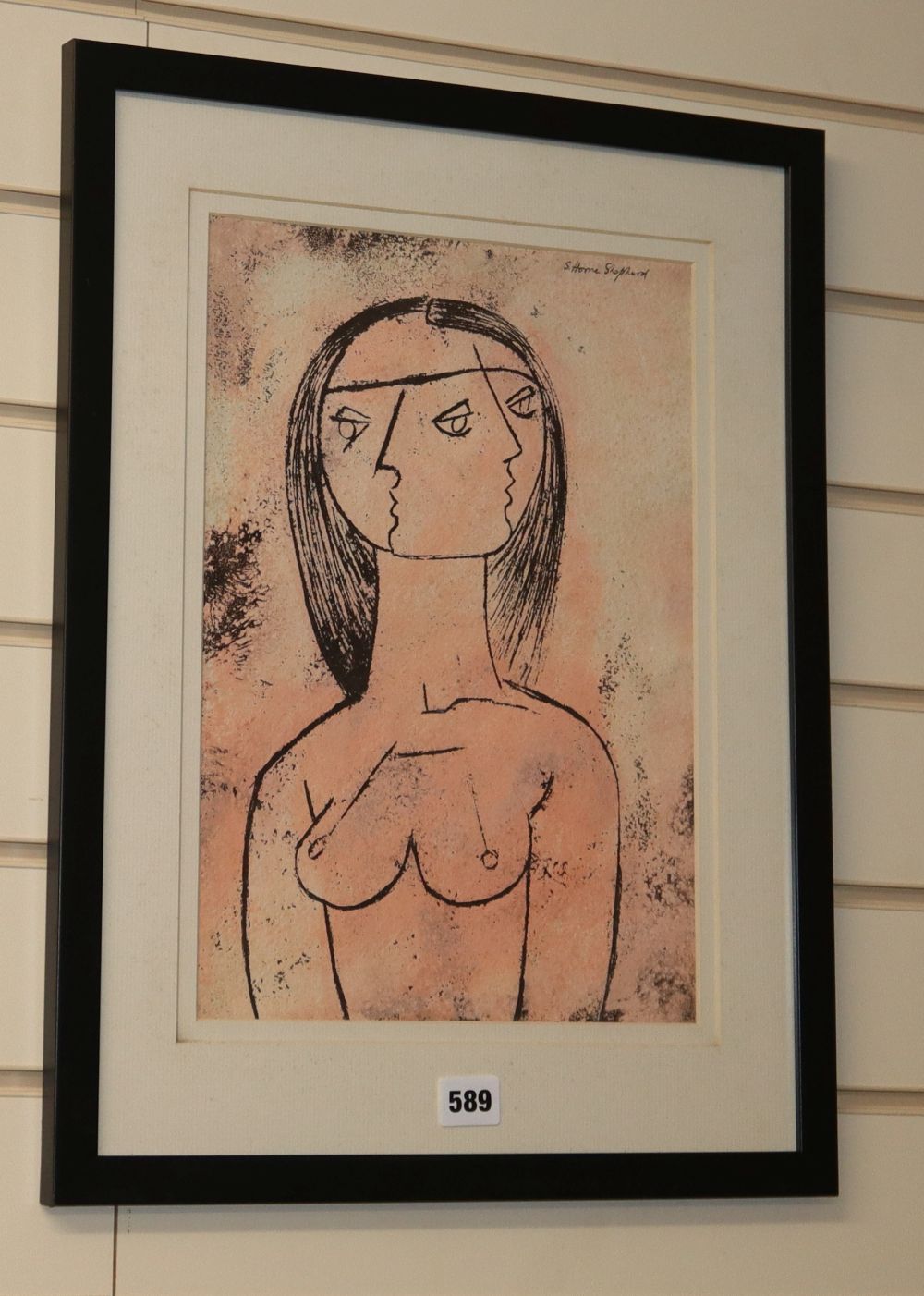 Sydney Horne Shepherd (1909–1993), ink and gouache, Female nude, signed, 37 x 26cm